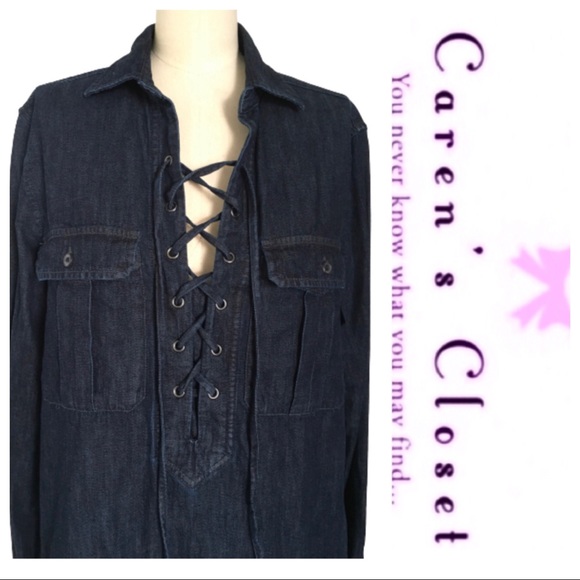 Ralph Lauren Denim Supply Dark Denim Laced Dress - Picture 7 of 9